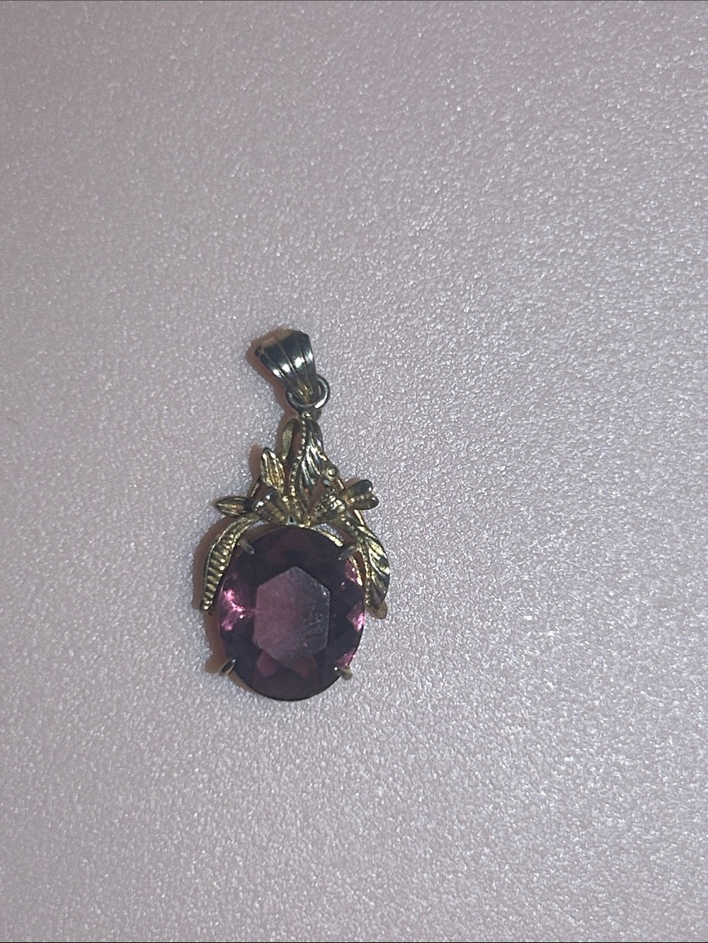 Vintage Style Purple Gem Leaf Pendant Necklace Charm